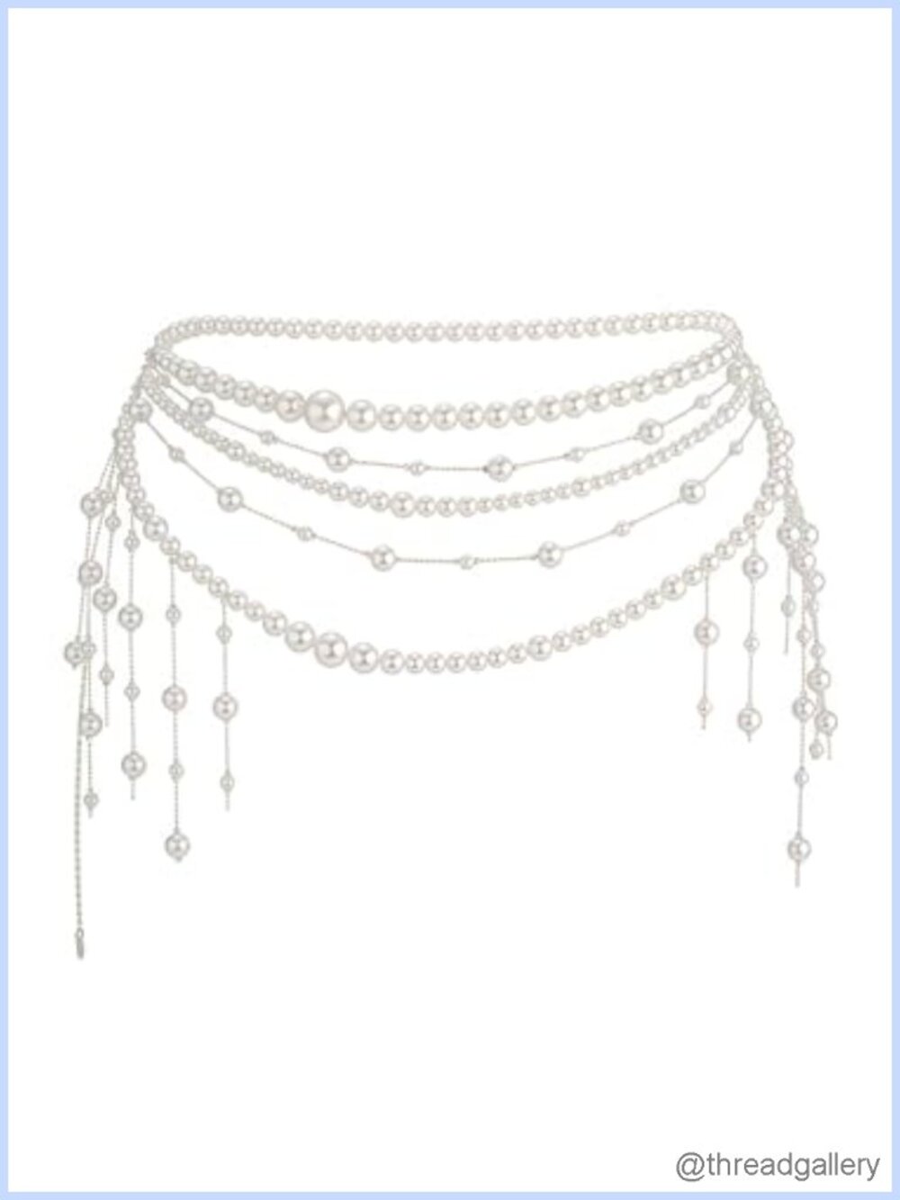Pearl Tassel Waist Chain Multi-Layer Body Jewelry Adjustable 32in